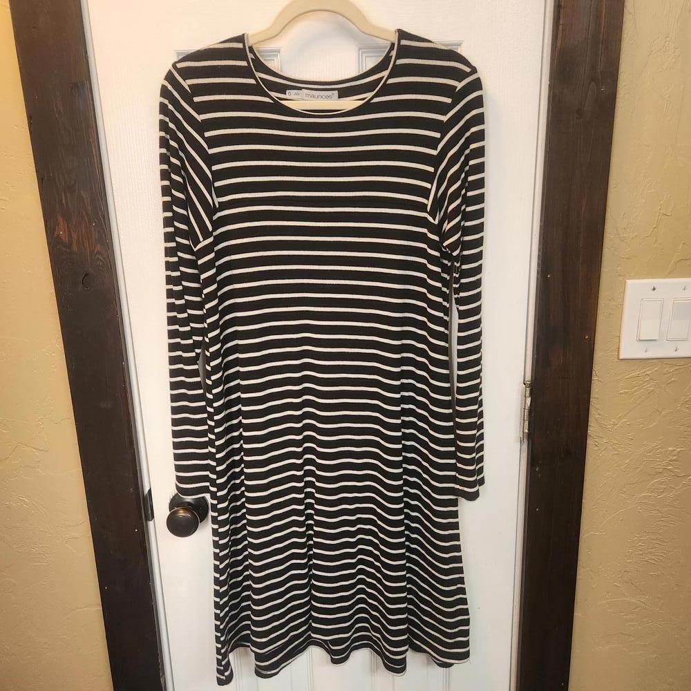 Maurices Women's Striped Long Sleeve Knee Length Dress - Size 0X